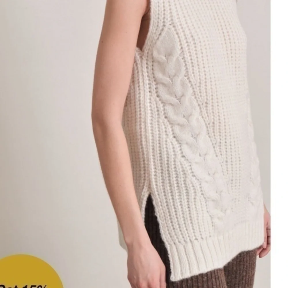 ELEVEN SIX Ivory Taylr Tunic Turtleneck Sleeveless Sweater - Picture 5 of 14